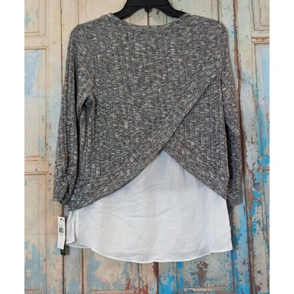 BCX Womens Size Small Gray Heather Long Sleeve Round Neck Pullover Blouse Top - Picture 2 of 10
